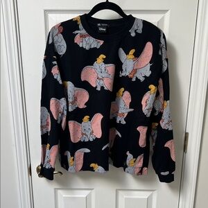 Disney Black Sweatshirt with Dumbo and Pink Accents